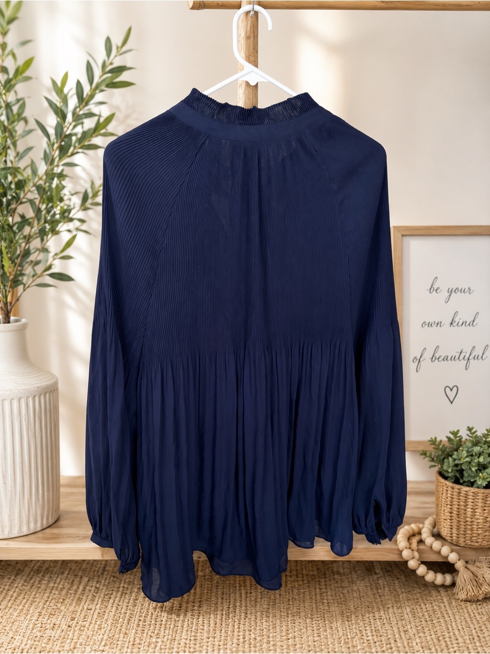 Lauren Ralph Lauren Women’s Pleated Tie-Neck Blouse – 3X – Navy – NWT - Picture 2 of 6